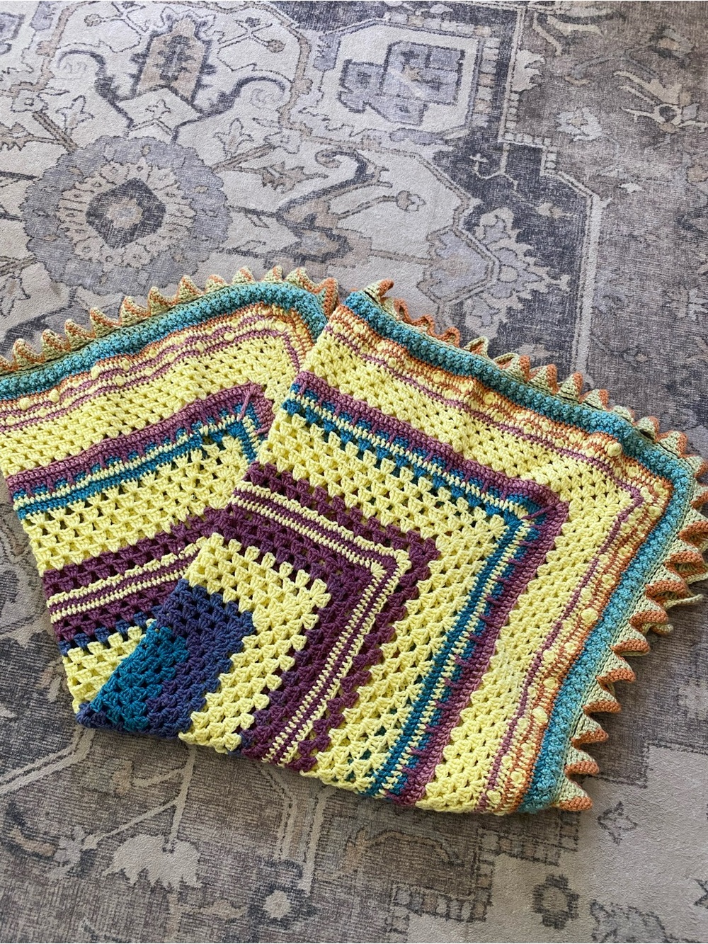 Beautiful handmade crochet granny style throw blanket